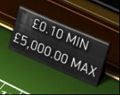 Screenshot of example table limit of £5000 in online roulette